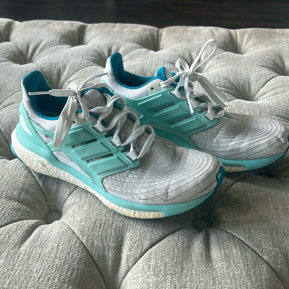 Adidas Women's baby blue & white Ultra Boost Running Shoes